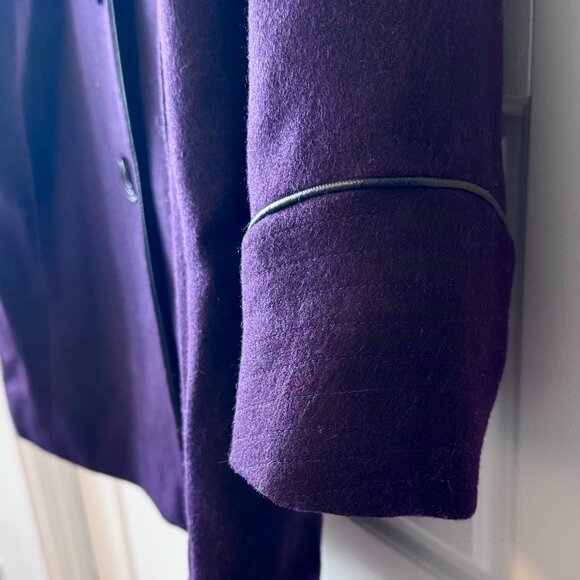 Vintage MarCona Wool Blend Winter Jacket • Purple Piped Coat Y2K Minimalist - Picture 2 of 7